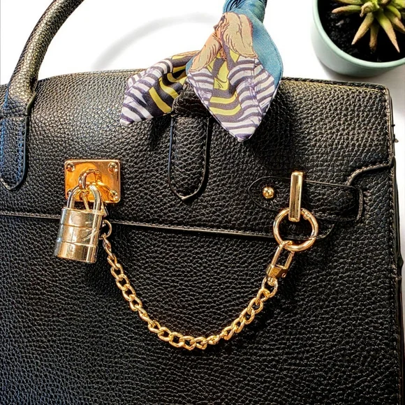 BLACK FRIDAY SALE!! Black Pebbled Faux Leather Satchel with Carry Strap - Picture 7 of 8